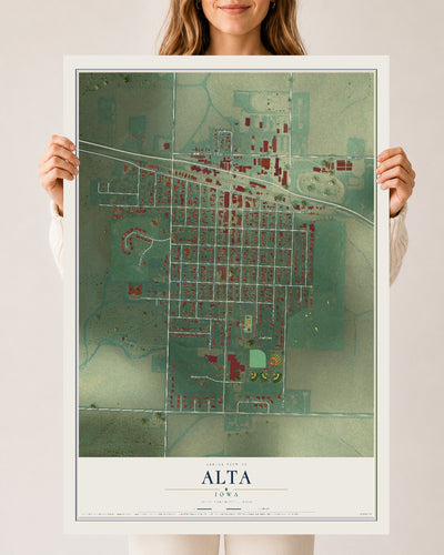 Map of Alta, Iowa, 24 x 36 inch unframed archival matte print