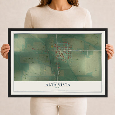 Map of Alta Vista, Iowa, 12 x 18 inch print in a black wood frame
