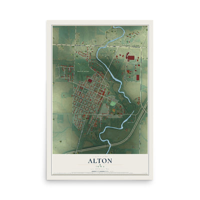 Map of Alton, Iowa, 12 x 18 inch unframed archival matte print