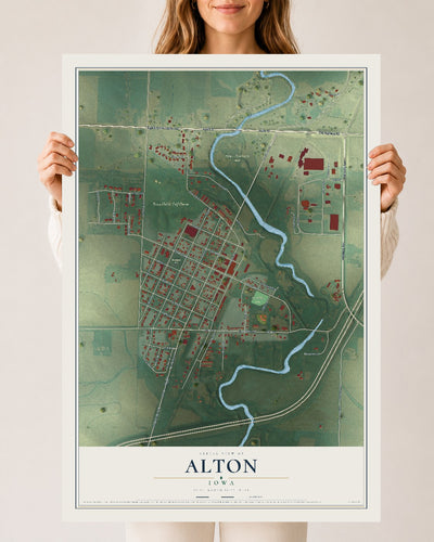 Map of Alton, Iowa, 24 x 36 inch unframed archival matte print
