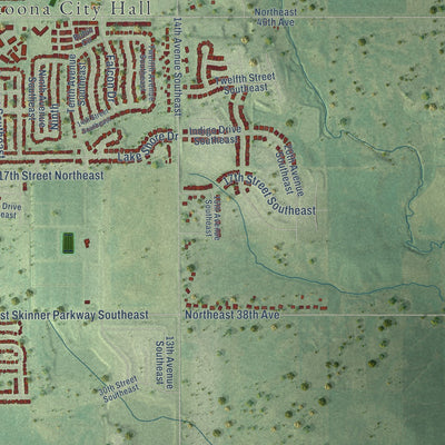 Second close-up of the map of Altoona, Iowa print showing more streets and buildings