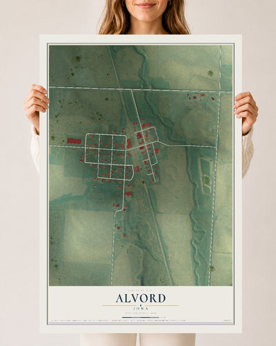 Map of Alvord, Iowa, 24 x 36 inch unframed archival matte print