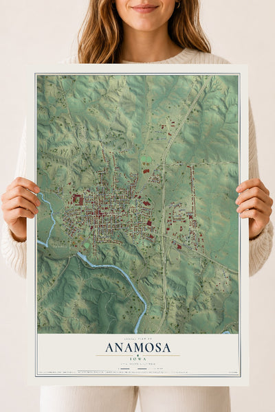 Map of Anamosa, Iowa, 18 x 24 inch unframed archival matte print