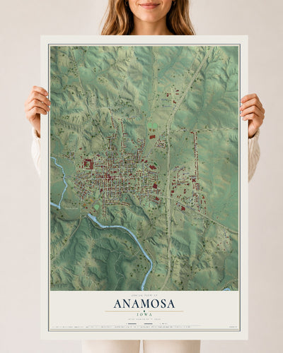 Map of Anamosa, Iowa, 24 x 36 inch unframed archival matte print