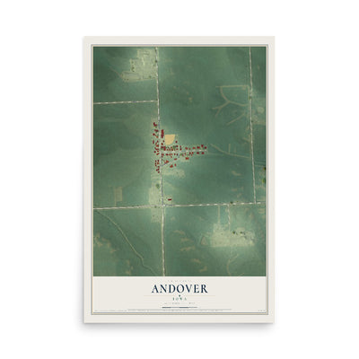 Map of Andover, Iowa, 12 x 18 inch unframed archival matte print