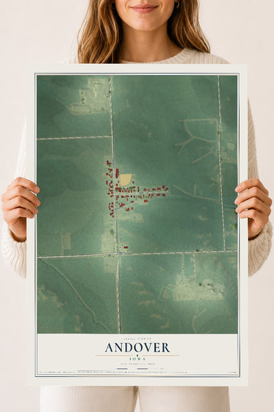 Map of Andover, Iowa, 18 x 24 inch unframed archival matte print
