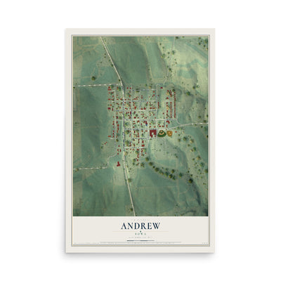 Map of Andrew, Iowa, 12 x 18 inch unframed archival matte print