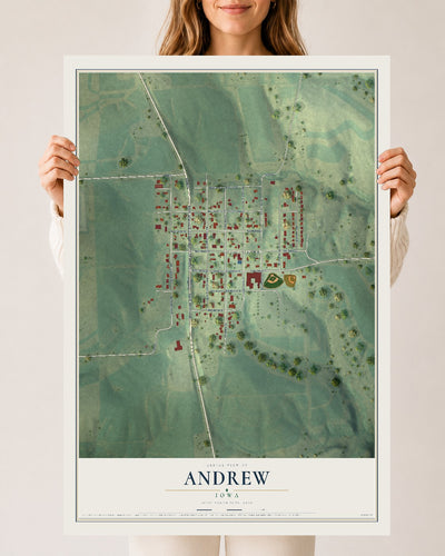 Map of Andrew, Iowa, 24 x 36 inch unframed archival matte print