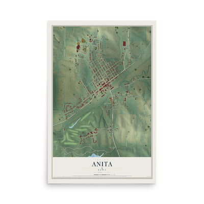 Map of Anita, Iowa, 12 x 18 inch unframed archival matte print