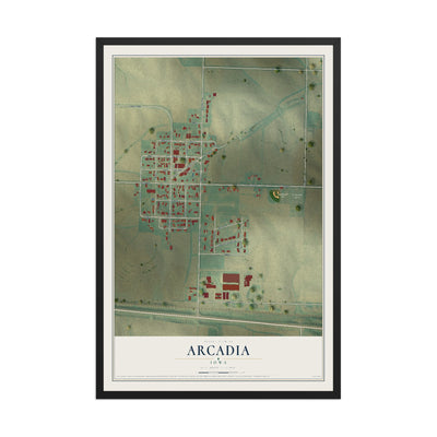 Map of Arcadia, Iowa, 12 x 18 inch print in a black wood frame