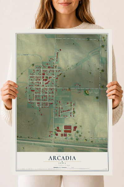 Map of Arcadia, Iowa, 18 x 24 inch unframed archival matte print