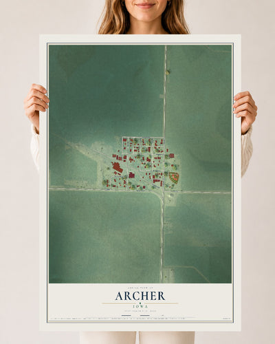 Map of Archer, Iowa, 24 x 36 inch unframed archival matte print
