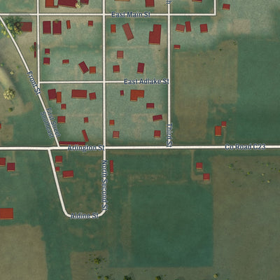 Close-up of the map of Aredale, Iowa print showing street and building detail