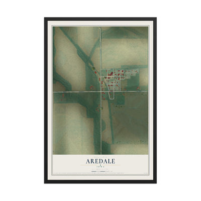 Map of Aredale, Iowa, 12 x 18 inch print in a black wood frame