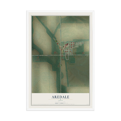 Map of Aredale, Iowa, 12 x 18 inch print in a white wood frame