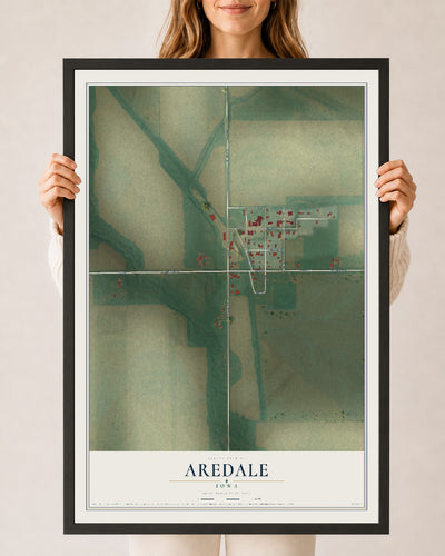 Map of Aredale, Iowa, 24 x 36 inch print in a black wood frame