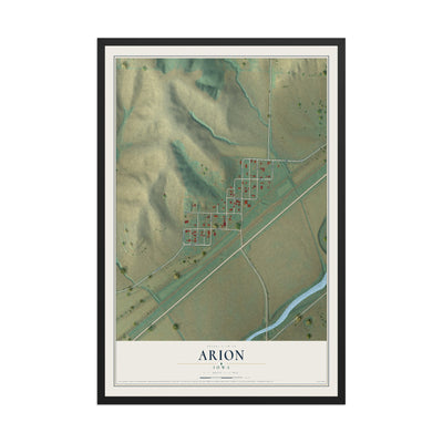 Map of Arion, Iowa, 12 x 18 inch print in a black wood frame
