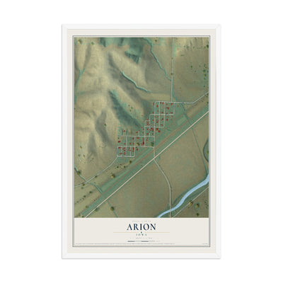 Map of Arion, Iowa, 12 x 18 inch print in a white wood frame