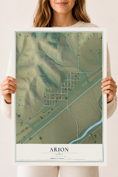 Map of Arion, Iowa, 18 x 24 inch unframed archival matte print