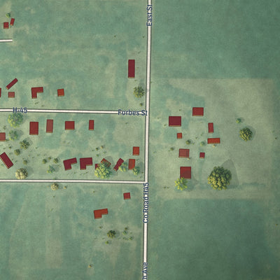 Second close-up of the map of Arispe, Iowa print showing more streets and buildings