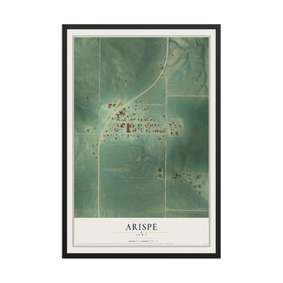 Map of Arispe, Iowa, 12 x 18 inch print in a black wood frame