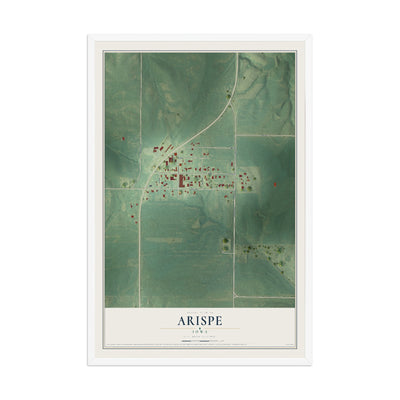 Map of Arispe, Iowa, 12 x 18 inch print in a white wood frame
