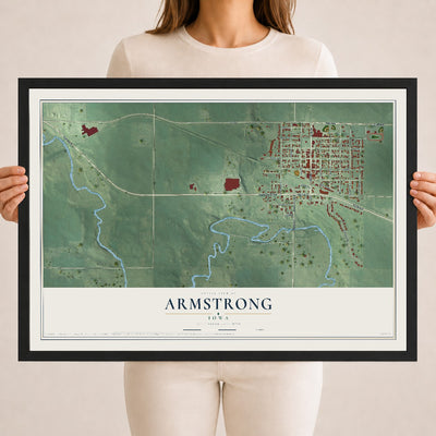 Map of Armstrong, Iowa, 18 x 24 inch print in a black wood frame