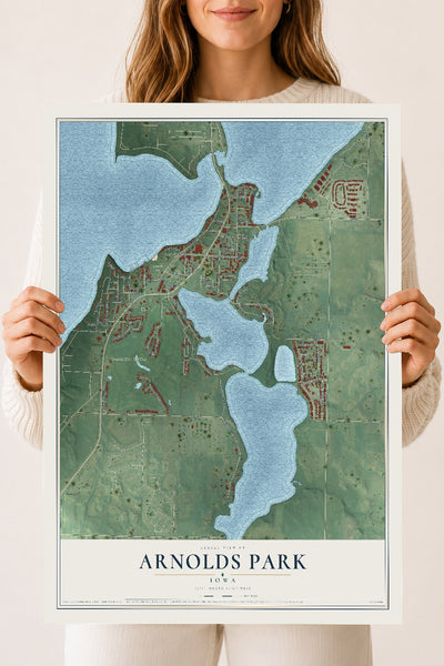 Map of Arnolds Park, Iowa, 18 x 24 inch unframed archival matte print