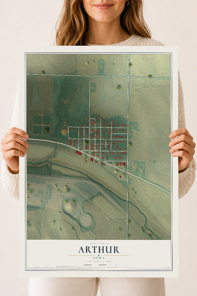 Map of Arthur, Iowa, 18 x 24 inch unframed archival matte print