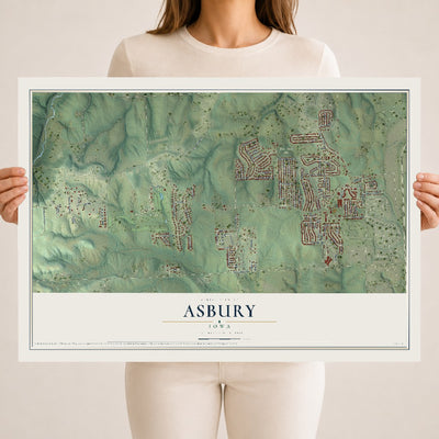 Map of Asbury, Iowa, 18 x 24 inch unframed archival matte print
