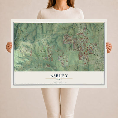 Map of Asbury, Iowa, 24 x 36 inch unframed archival matte print