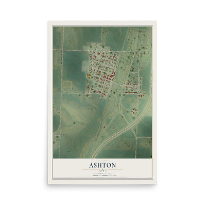 Map of Ashton, Iowa, 12 x 18 inch unframed archival matte print