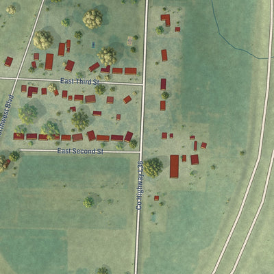Second close-up of the map of Ashton, Iowa print showing more streets and buildings