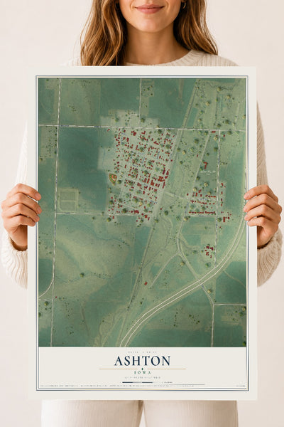 Map of Ashton, Iowa, 18 x 24 inch unframed archival matte print