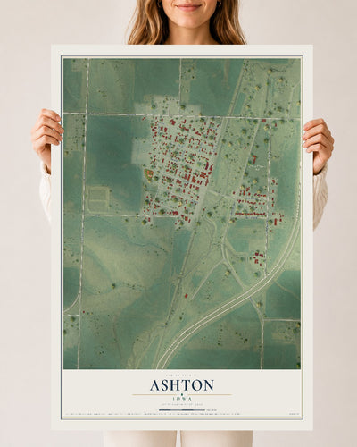 Map of Ashton, Iowa, 24 x 36 inch unframed archival matte print