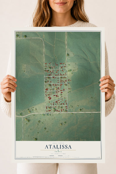 Map of Atalissa, Iowa, 18 x 24 inch unframed archival matte print