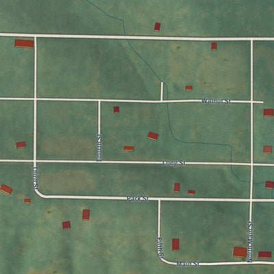 Close-up of the map of Athelstan, Iowa print showing street and building detail