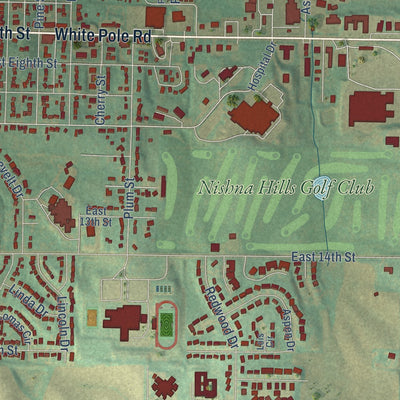 Second close-up of the map of Atlantic, Iowa print showing more streets and buildings