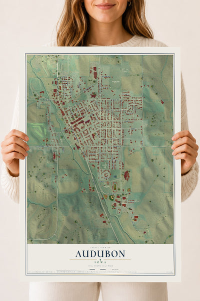 Map of Audubon, Iowa, 18 x 24 inch unframed archival matte print