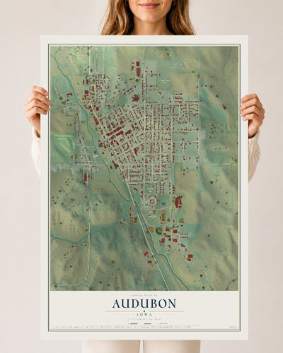 Map of Audubon, Iowa, 24 x 36 inch unframed archival matte print
