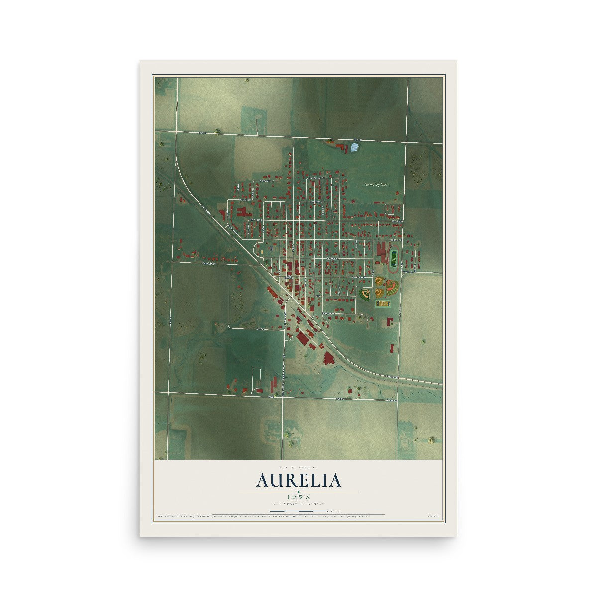 Map of Aurelia, Iowa, 12 x 18 inch unframed archival matte print