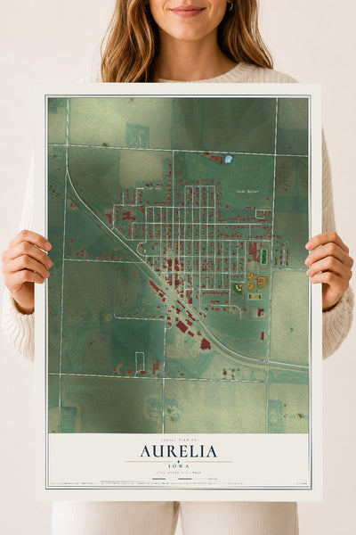 Map of Aurelia, Iowa, 18 x 24 inch unframed archival matte print