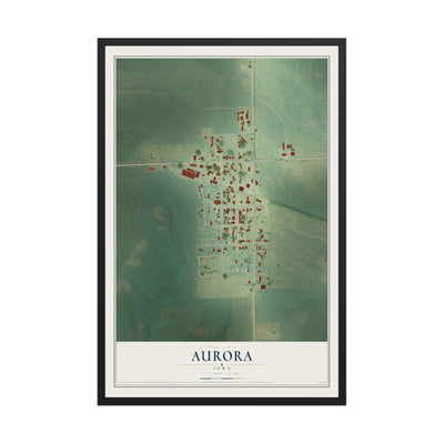 Map of Aurora, Iowa, 12 x 18 inch print in a black wood frame