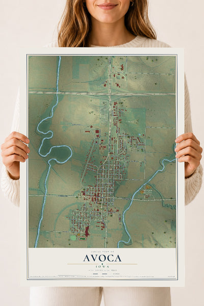 Map of Avoca, Iowa, 18 x 24 inch unframed archival matte print