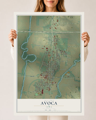 Map of Avoca, Iowa, 24 x 36 inch unframed archival matte print