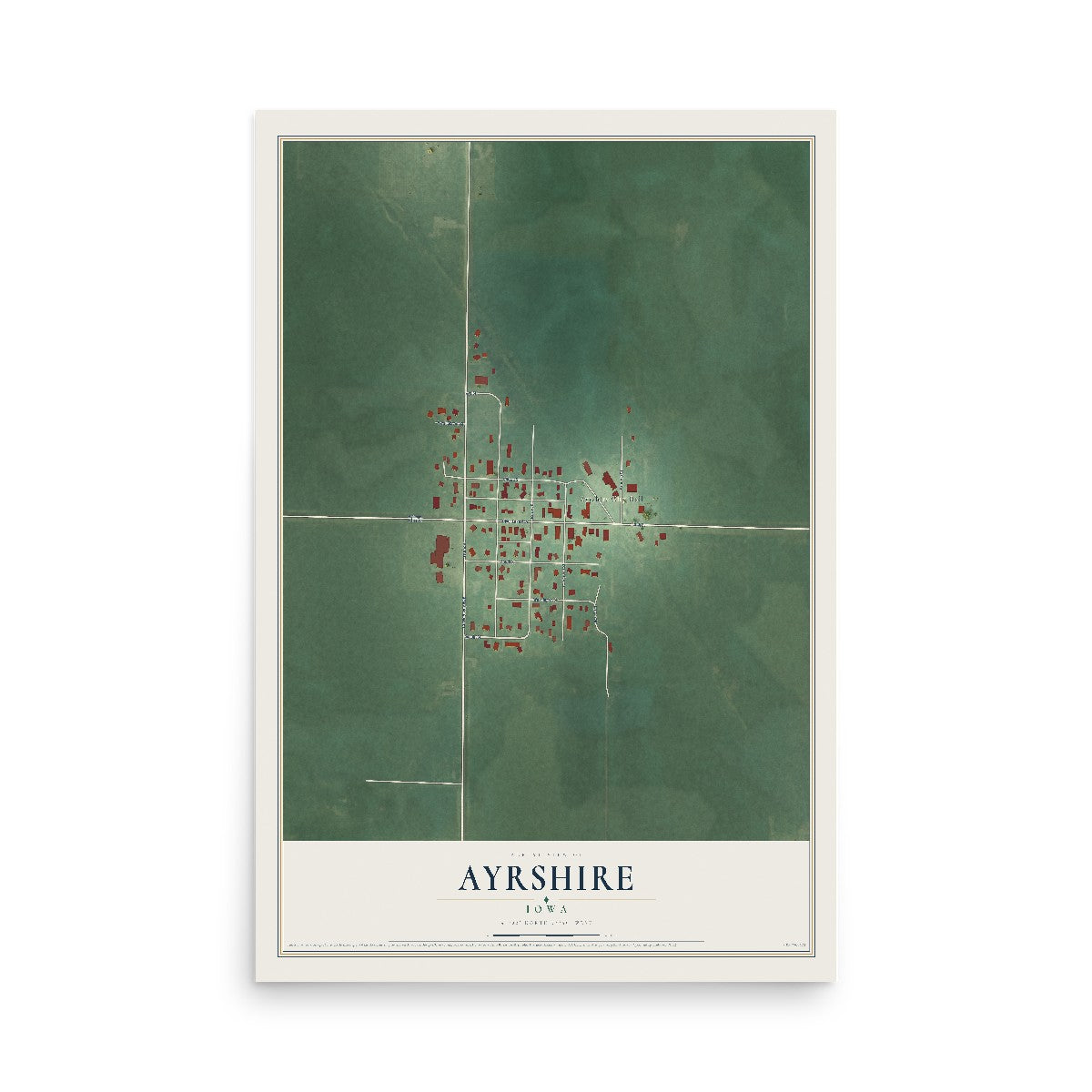 Map of Ayrshire, Iowa, 12 x 18 inch unframed archival matte print