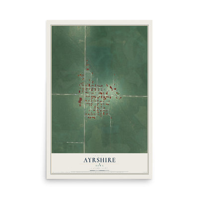 Map of Ayrshire, Iowa, 12 x 18 inch unframed archival matte print