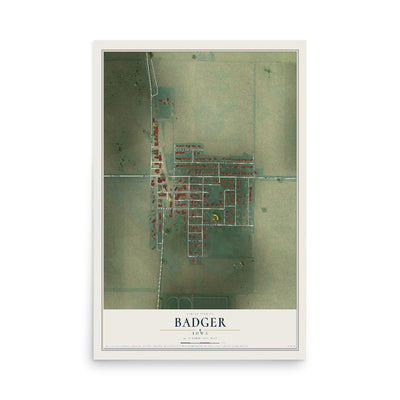 Map of Badger, Iowa, 12 x 18 inch unframed archival matte print