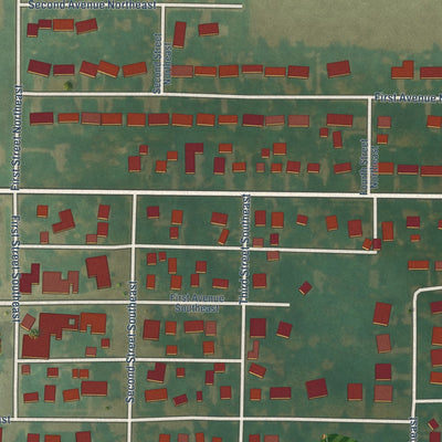 Close-up of the map of Badger, Iowa print showing street and building detail
