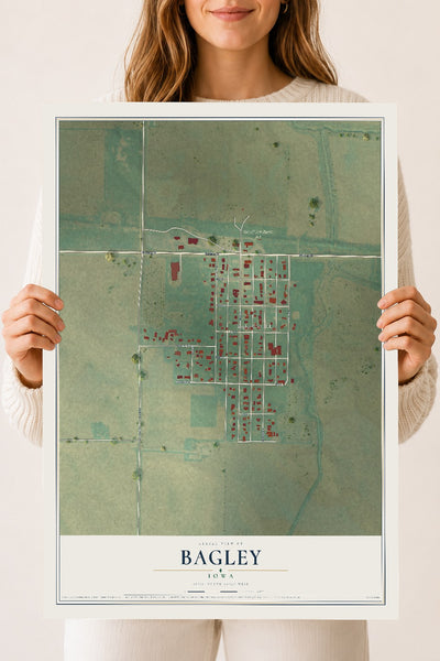 Map of Bagley, Iowa, 18 x 24 inch unframed archival matte print